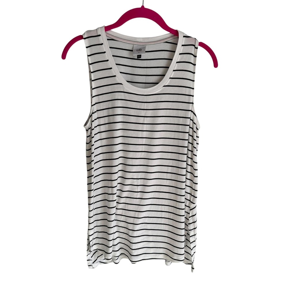 CABI ATC White and Black Striped‎ BBQ Ladies Casual Tank Top, S